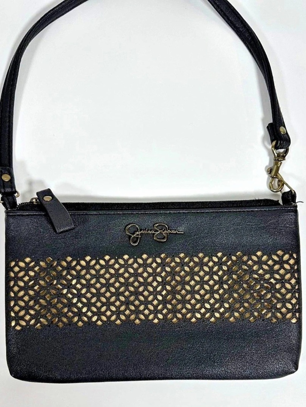 Jessica Simpson Black & Gold Shoulder Bag Like New